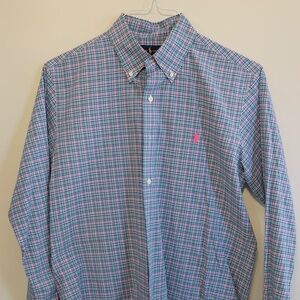 Ralph Lauren Custom Fit 100% Cotton Button Down Men's M Plaid